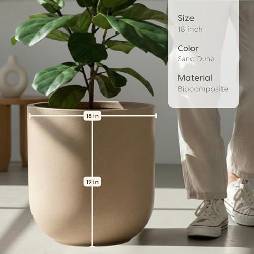 Image of Eha Earth Friendly Roto Bloom Big Planters for Home Decor | 18 inch, Pack of 1 | Plant Pot Made with Rice Husk | UV Protected Pot for Plant | Pots & Planters Big Size | Dune