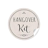 3er Set 3 Bögen a 24 STICKER: 72 Aufkleber HANGOVER KIT BEIGE für Gastgeschenke zur Hochzeit für den Tag danach • Hochzeit Survival Kit Hochzeitsparty Party Geburtstag • 4 cm, rund, matt