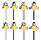 Feanron 8pcs Roundover Router Bit Set 1/4 Inch Shank, 4pcs*2set Carbide Steel...