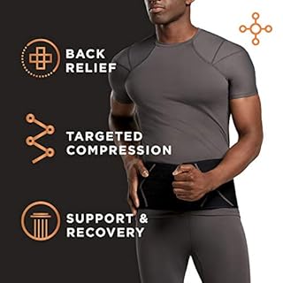Tommie Copper Men’s Comfort Back Brace, Sweat Wicking Breathable Back & Muscle Compression Support for Everyday - Black - Small/Medium