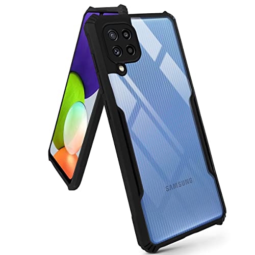 Image of Jkobi Back Cover Case for Samsung Galaxy M32 4G (Crystal Glass Back | Camera Protection | Shockproof Bumpers | Professional Black)