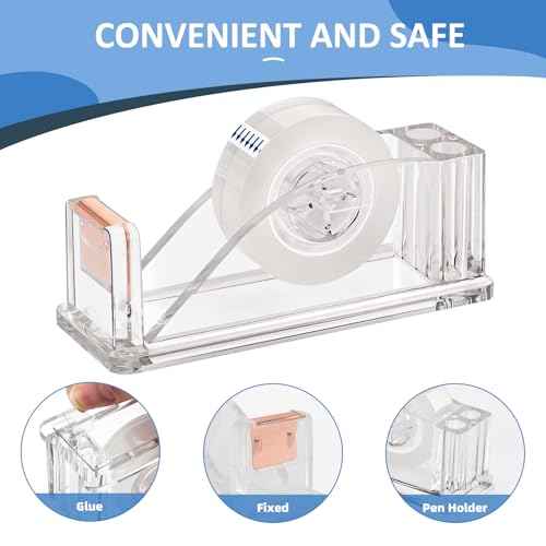 Image of 2 Pcs Transparent Acrylic Tape Dispenser, Non-Skid
