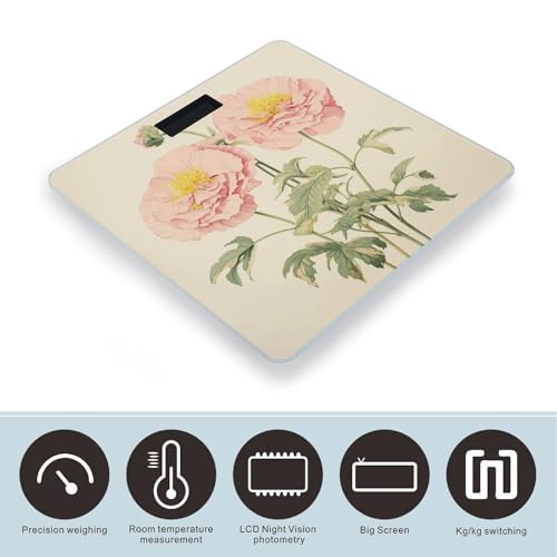 Báscula Digital de Baño con Ilustración Floral y Plataforma de Vidrio miniatura 3