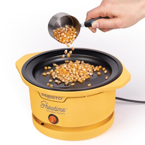 Presto 05206 Showtime Gourmet Oil Popcorn Popper - 9-Cups, Built-In Serving Bowl, Compact Design, Ceramic Nonstick, PFAS Free, Yellow by Presto - Used condition - Image 5