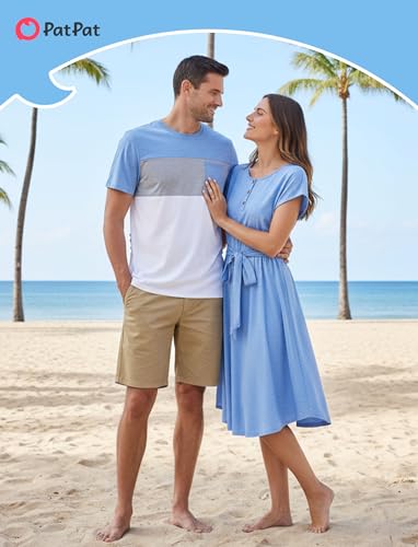 Image of PATPAT Family Matching Outfits Mommy and Me Dresses Floral Dress & Tee Sets