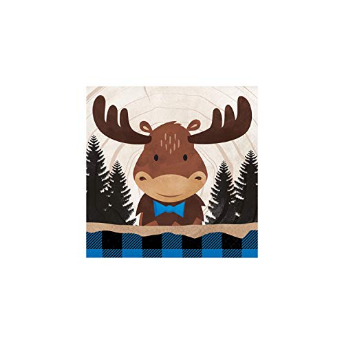 Blue Buffalo Plaid Moose Napkins, 16 ct