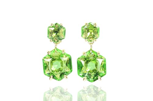 Boucles d'oreilles hexagonales en or et tourmaline verte, du bureau aux soirées