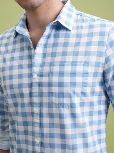 Image of Highlander Men's Slim Fit Checks Shirt | Full Sleeves | Regular Collar | Casual Shirts for Men