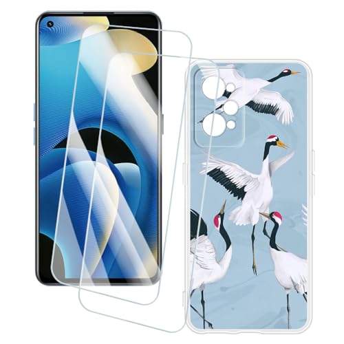 OAGELIM 2�Z�b�g �X�N���[���v���e�N�^�[ + �P�[�X OPPO Realme GT Neo 3T (6.62 �C���`) �Ƃ̌݊������� �A�[�e�B�X�e�B�b�N�J�X�^���v�����g�J�o�[�Ƌ����K���X�t�B���� �X�N���b�`�h�~ (��)