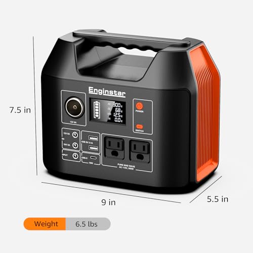 Image of EnginStar Portable Power Station 300W 296Wh Battery Bank with 110V Pure Sine Wave AC Outlet for Outdoors Camping Hunting and Emergency, 80000mAh Backup Battery Power Supply for CPAP
