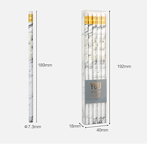 HB Wood Cased Graphite Pencil Set of 10pcs Marble Print Drawing Sketching Pencils with Latex Free Eraser, Home Office School Hign-end Fashion Writing Pens Art Supplies (10PCS Marble Style)