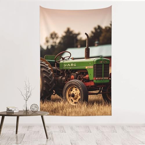 Tapisserie murale photo vieux tracteur 152,4 x 101,6 cm, tissu décoration sans dommage