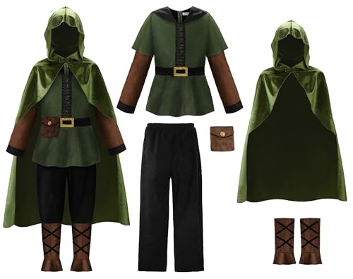 Disfraz infantil arquero con capa verde miniatura 4