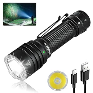 Wurkkos TS23 Taschenlampe Led Aufladbar, 5000 Lumen Extrem Hell Taktische Taschenlampe, IP68 Wasserdicht Taschenlampen mit 9 Modi, 482 Meter Reichweite, für Camping, Wandern, Outdoor, Notfäll Rettung