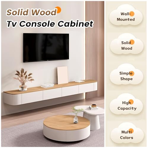 Console TV moderne suspendue en bois pour libérer l'espace au sol