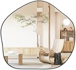 Tangkula 28" x 30" Irregular Wall Mirror, Metal Frame Asymmetrical Mirror with Expansion Screws, Decorative Vanity Mirror for Entryway, Dining Room, Bathroom, Living Room