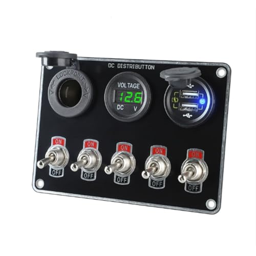 Panneau de commutateur à bascule 5 gangs étanche avec chargeur USB pour bateau et camion