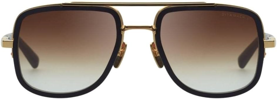 Dita MACH-S DT DTS412 A-01 Yellow Gold/Matte Black Metal Aviator Sunglasses Brown Gradient Lens - Image 2