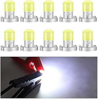 Biqing T3 LED Bulbs 10PCS B8.3D LED Dashboard Bulbs COB 1SMD 12V for Car Interior Speedometer Instrument Gauge Cluster Indicator Light Panel Dash Lamp (White)