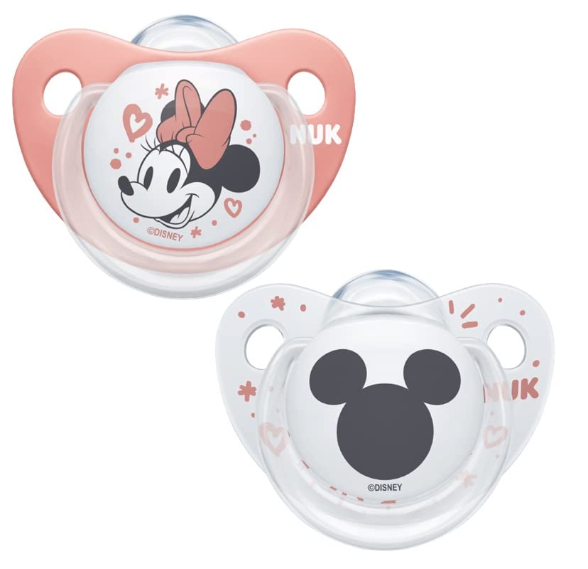 NUK Trendline Disney Minnie Mouse Dummy, BPA-Free Silicone for 6-18 Months, Pack of 2, Grey