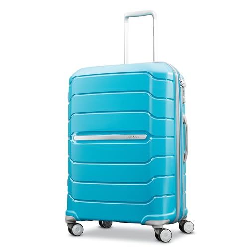 Image of Samsonite Freeform Hardside Expandable with Double Spinner Wheels, Checked-Medium 24-Inch, Ocean Blue
