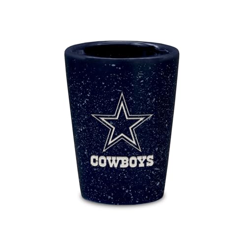 Rico Industries NFL Football Dallas Cowboys 2oz Ceramic Shot Glass for Fans, Laser Engraved In Team Color Single Shot Glass