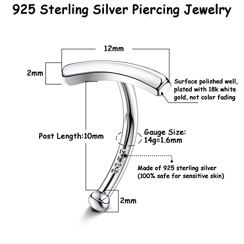 Milacolato 14G Belly Button Ring 925 Sterling Silver Belly Button Rings 18K White Gold Plated Hypoallergenic Navel Barbell Stud Belly Button Piercing Jewelry For Women Girls 10Mm #TOP5