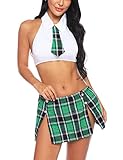 Aibrou Uniforme de Colegiala Disfraz Sexy Mujer Mini Falda a Cuadros Cosplay