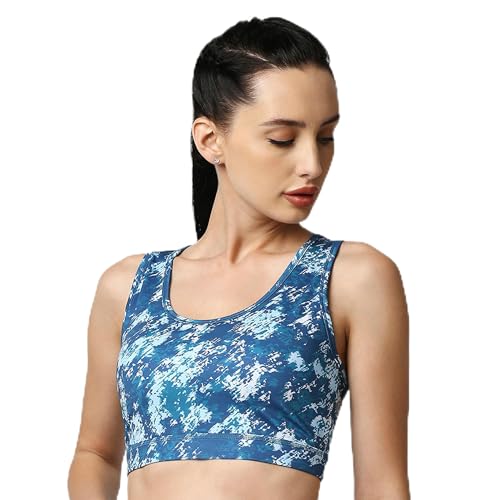 Image of SOIE Women's Medium Impact Quick Dry Padded Racerback Printed Athleisure Sports Bra
