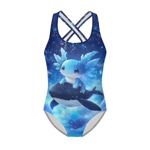 Image of Xpyiqun Swimsuit for Girls One Piece Bathing Suits Size 5-14 Sleeveless Swimwear Cross Shoulder Strap Swimming Wear