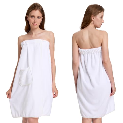 Image of PJGGZ Towel Wrap for Women, Three Adjust Clasps Closure Bath Wraps After Shower Spa Sauna Bathrobe(Available in Plus Size)
