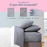 Jogo de Lençol Percal Flex 3 Peças 400 Fios Toque Macio (Cinza, Viuvo) glide