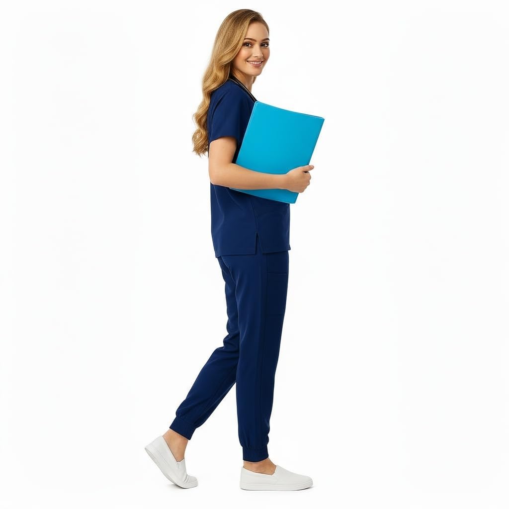 Uniforme da infermiera da donna Set elastico girocollo Top Quick Dry coulisse Yoga Jogging Pants Slim Fit Medical Workwear DK53