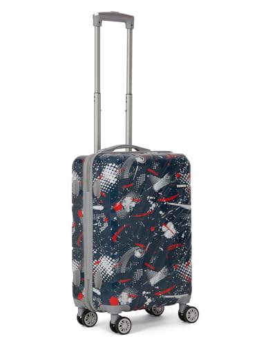 Image of Teakwood World Small 55 cm Cabin Size Trolley Bag Polycarbonate 360 Degree 8 Wheels Luggage Bag with TSA Lock, Adjustable Handle Trolley Bags for Travel, Suitcase for Travel | Spark Blue