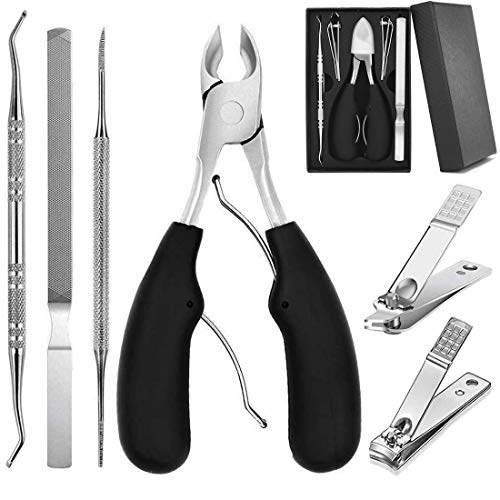 JTIEO Nail Clippers Toenail Clippers Nail Clippers For Thick Nails Surgical Grade Stainless Steel Ingrown Toenail Tool Set with Nail Nippers Nail Lifter and Toenail File(6Pcs)