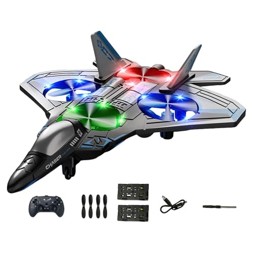 Colcolo Remote Control Airplane with Colorful LED Lights Adjustable Speed 2.4G Roll Hobby Glider Kids Gifts RC Plane Fighter, 360 Flip Rotation Mode, 6CH Roll Fixed Wing Aircraft Anti Falling, Blue
