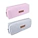 Produktbild iSuperb 2pcs Studenten Mäppchen Klein Federmäppchen Kinder Leinwand Bleistift Beutel Schulmäppchen Pencil Case Pen Tasche mit Reißverschluss für Jungen und Mädchen (Rosa+Hellgrau)