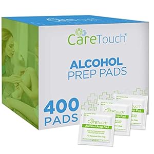 Care Touch Alcohol Wipes Individually Wrapped – Prep Pads with 70% Isopropyl Alcohol, Great for Home, Medical & First Aid Kits Sterilized, Antiseptic 2-Ply Swabs 400 Count (Fiber Alcohol Wipes)