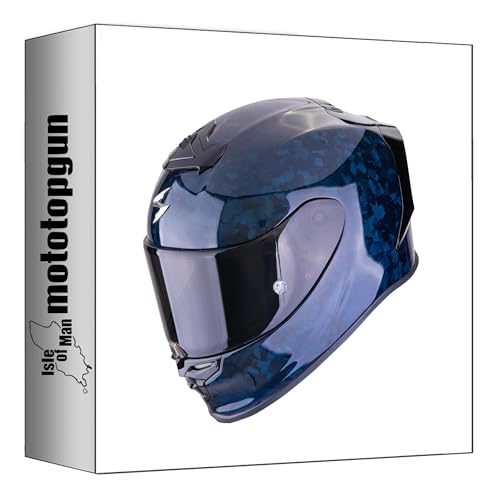 Casque intégral Scorpion Exo-R1 Evo Carbon Air Onyx Bleu pour motard