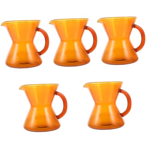 Cabilock 5pcs Stainless Kettle 300ml Glass Drip Pot Elegant Tea Pitcher Heat Insulation Handle