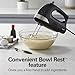 Hamilton Beach 6-Speed Electric Hand Mixer with Whisk, Dough Hooks and Easy Clean Beaters, Powerful 275 Watt Motor, Snap-On Storage Case, Black