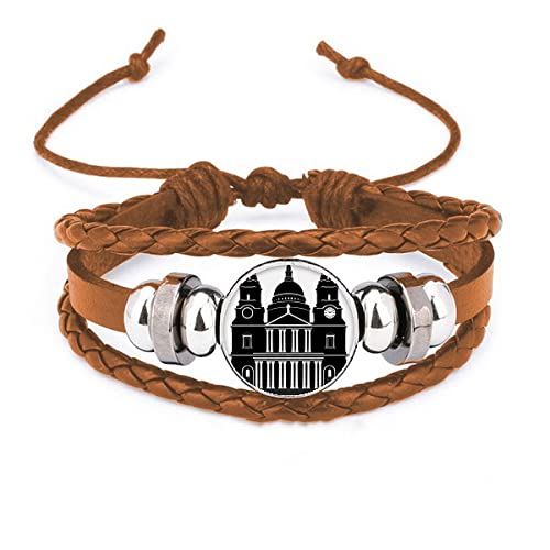 Bracelet en cuir Angleterre avec motif de bâtiment du Royaume-Uni en relief