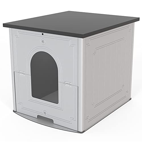 Palram Pets Charlie Cat Litter Box Furniture Hidden, Pet House Enclosure, Enclosed Cat Cabinet, Magnetic Door Latch…