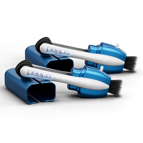 Image of Peeps Glasses Cleaner - for Eyeglasses, Reading Glasses, and More - Lens Cleaner with Carbon Microfiber Tech-Soft Touch Blue-2 Count (Pack of 1)