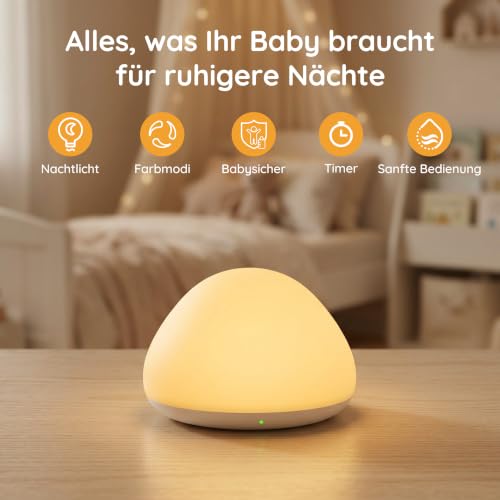sympa Nachtlicht Baby mit 4 Helligkeitsstufen & Weichem Silikon – Ansicht 2