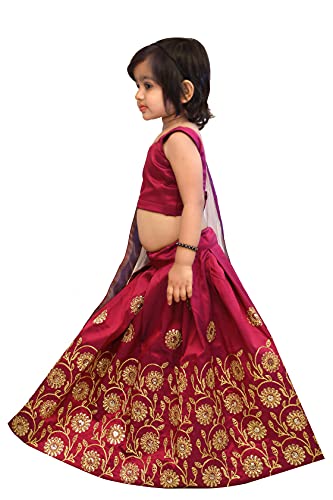 Image of Girl's Tafetta Silk Readymade Lehenga Choli