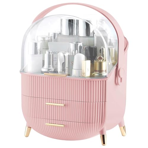GLTAYLMY Makeup Organizer for Vanity, Cosmetics Skincare Organizers with Lid and Drawers, Cosmetic Display Cases for Countertop Bathroom Dresser, Ideal Gifts for Women