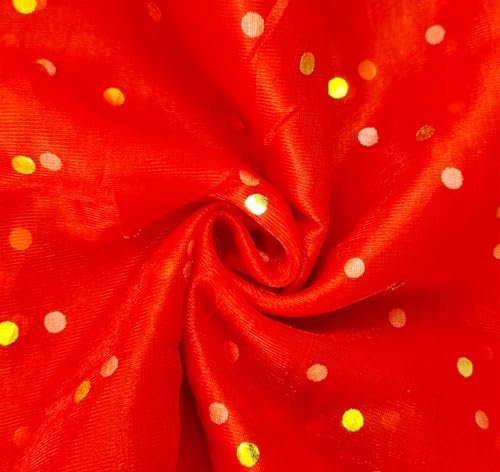 Image of SATYAM KRAFT 10 Meter Multipurpose Net Fabric Cloth for Birthday, Wedding, Valentine, Party, Event, Stage Backdrop, Pooja Background, Tent, Mandap & Festive Decoration Item (Red)