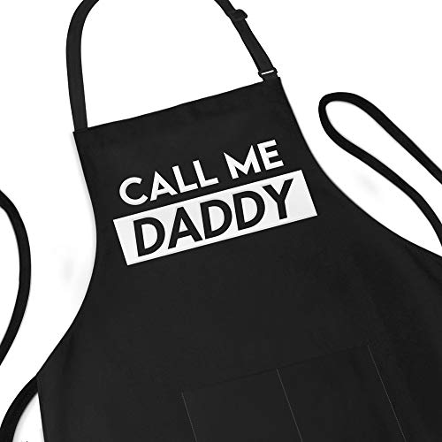 APRON DADDY Funny Apron for Men – Call Me Daddy – Adjustable Large 1 Size Fits All – Poly/Cotton Cooking Apron with 2…