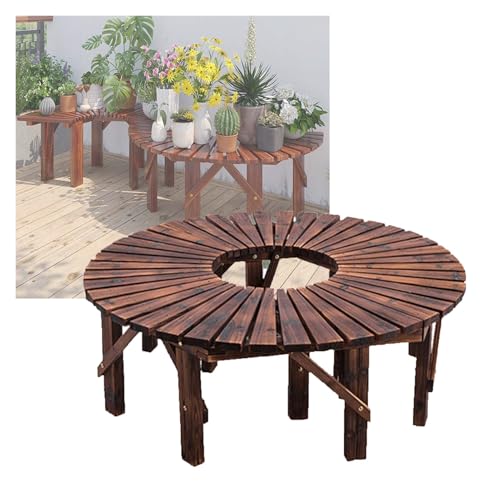 Banc d'arbre en bois pour extérieur, étagère ronde à fleurs dos nu, pour parc, cour, porche, jardin, pelouse